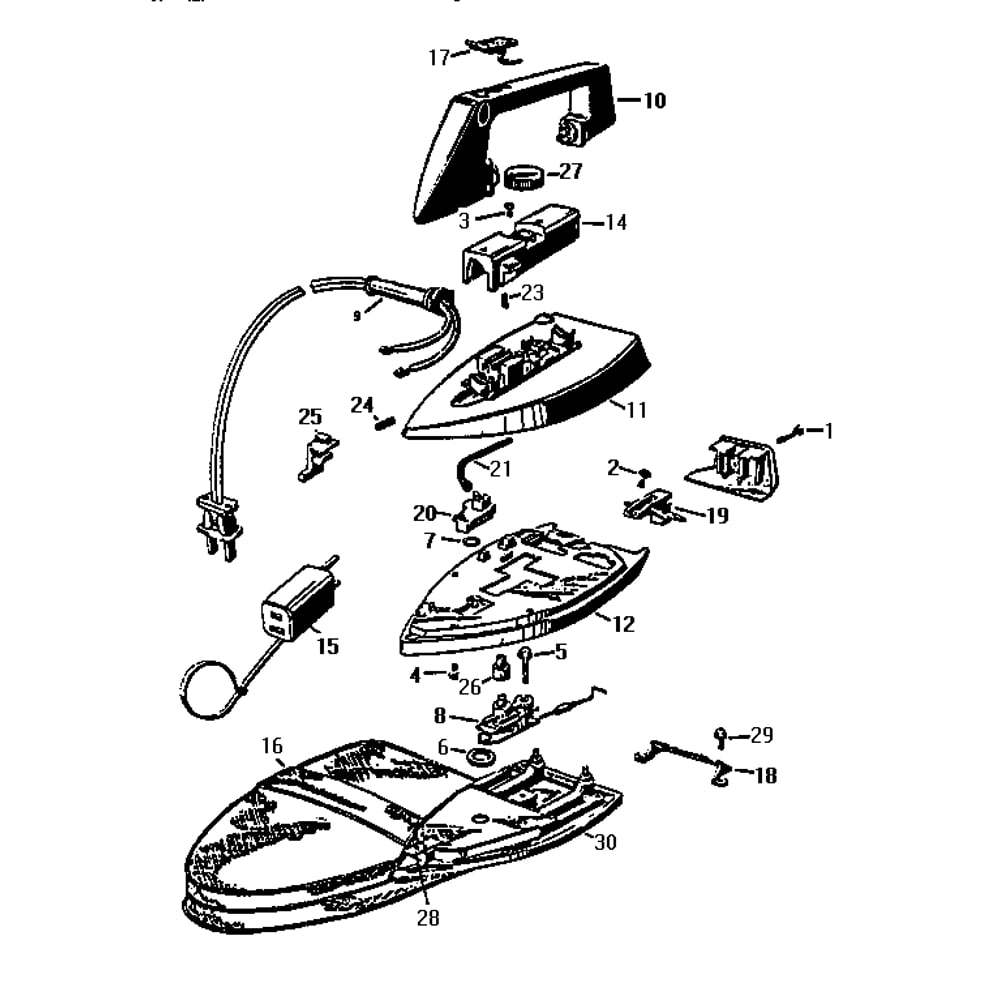 Replacement Parts Diagram and Parts List for F46ATYPE3  Black and Decker Iron